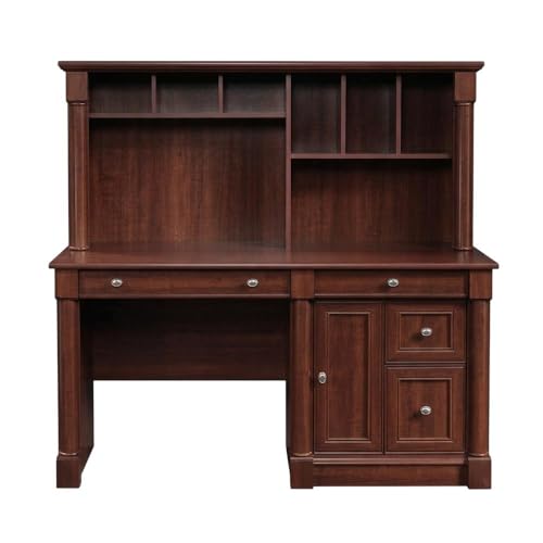 Bison Office traditional cherry desk with integrated hutch