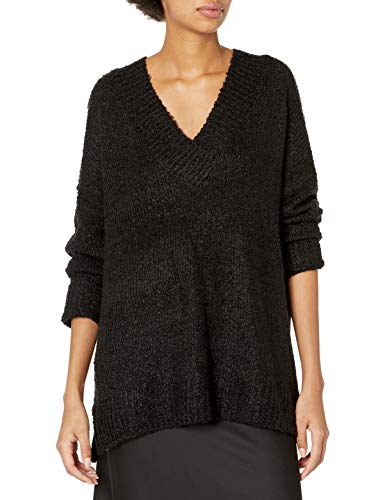 Jack by BB Dakota Women's V That Way Textured V-Neck Sweater, Black, Extra Small