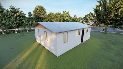 Tiny Home Plans 25’x33’ – 825 sqft Two Bedroom Bungalow Cabin – Building Blueprint with Floor Plan, Elevations, and More - Image 2