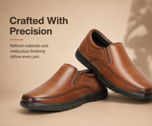 Image of Kraasa Brass Formal Shoes for Men | Vegan Leather Slip-On Office Shoes