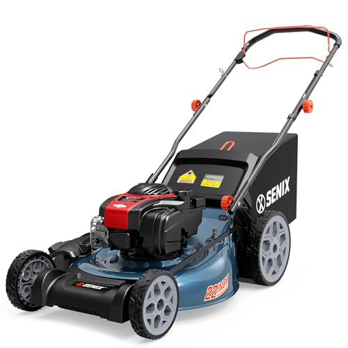 SENIX 22-Inch Self-Propelled Gas Lawn Mower with 150cc B&S EX625 Engine, 3-in-1 (Mulching, Bagging, Side Discharge), 6 Adjustable Cutting Heights (1.25” - 4”), Durable Steel Deck, Rear-Wheel Drive