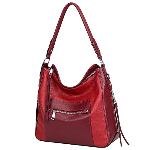 Over Earth Hobo Purses And Handbags For Women Genuine Leather Shoulder Bag Crossbody Purse(O171E Red/Purplish Red) #TOP1
