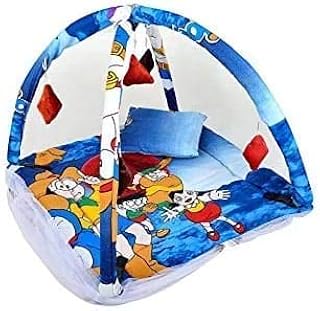 CuddleZ Doreamon Baby Kick and Play Gym Mattress with Mosquito Net and Bedding Set (0-12 Months) (Blue) Price In India
