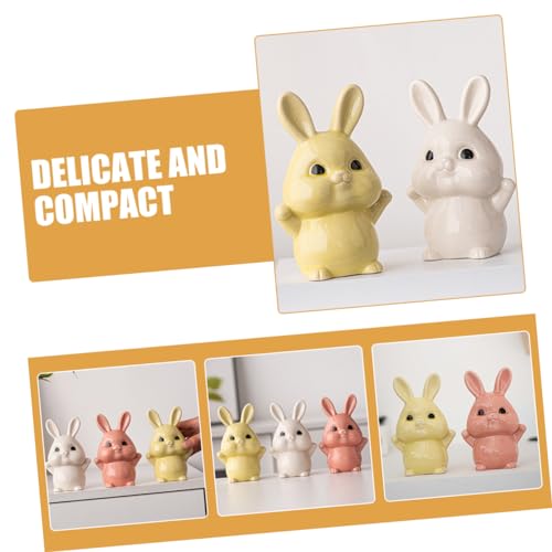 Figurine de lapin en céramique objet déco style chinois salon chambre