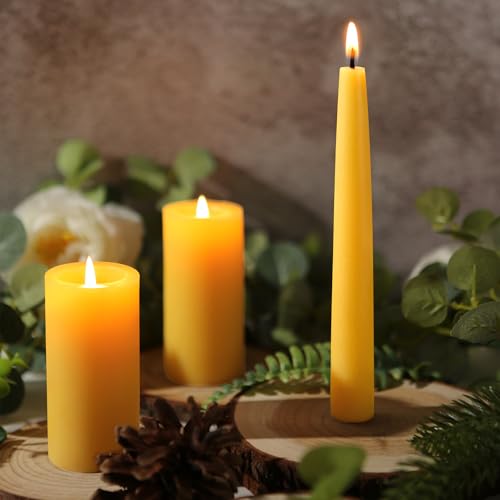 Image of Beeswax Taper Candles,Non-Toxic Bees Wax Candle Sticks for Home,8in,6 Pack