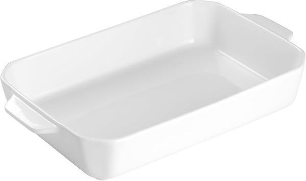 Onniyor Ceramic Baking Dish, Baking Pan with Handles, Casserole Dish for Oven, Large Baking Dish for Cooking, Lasagna Pans Deep, Porcelain Serving Bakeware from Oven to Table, 13x9 Inches, White