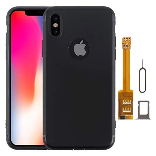 Huismerk Kumishi 2-i-1 dubbel SIM-kortadapter + TPU-fodral med SIM-kartouder/SIM-kort pin för iPhone X, dubbla kort svart standby(svart)