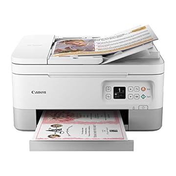 Canon PIXMA TR7020a Impressora a jato de tinta colorida sem fio tudo-em-um, com impressão duplex, impressão móvel e alimentador automático de documentos, branca