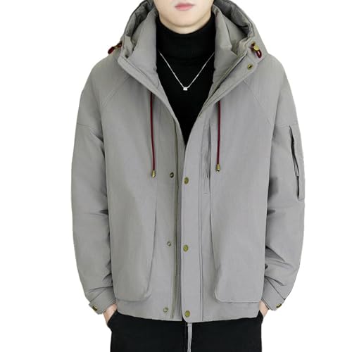 Veste d winter chaude homme à capuche parka imperméable noire