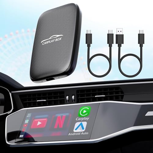 3-in-1 Wireless Carplay and Android Auto Adapter Streaming Video Fits Netflix/YouTube/TF Card, 2025 Upgrade Magic Car Play Vedio Box Converts OEM Wired to Wireless CarPlay Adapter for Cars from 2016