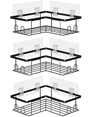 UUlioyer Mensola da Doccia Angolare, Portasapone Doccia Senza Foratura, Porta Bagnoschiuma Shampoo da Doccia, 3 Pezzi Organizer Doccia, Nero