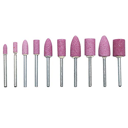 Schleifstein-Bits, Schleifscheiben, Dremel-Zubehör, Holzschnitz-/ Gravur-Set, 3 mm, Spanndorn, 20 Stück, rose