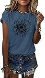 Cicy Bell Women's T Shirts Short Sleeve Tees Sunflower Graphic Loose Summer Tops