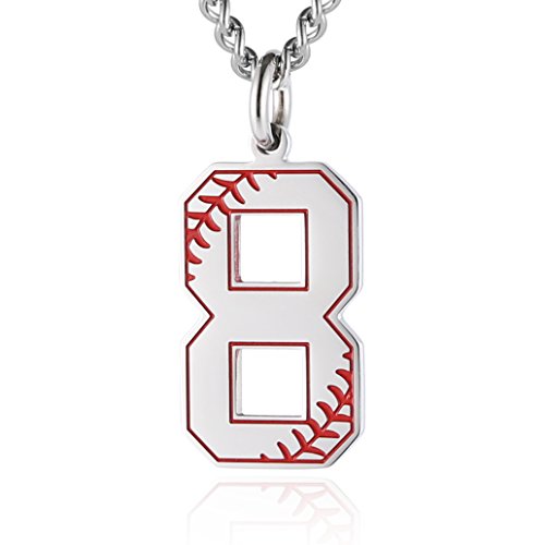 Collier baseball chiffre en acier inoxydable de haute qualité pour homme