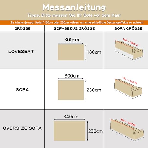 MYSKY HOME Sofabezug Weiß, Sofa Cover Überzug Protector Sofabezug 1/2/3/4 Sitzer, Sofaschutz Katze, Sofaüberwurf Kratzschutz Couchschutz für Haustiere Haare Kinder Hund Katze Kratzer 180 * 300cm