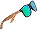 WOODIES Zebra Wood Sunglasses with Green Mirror Polarized Lenses