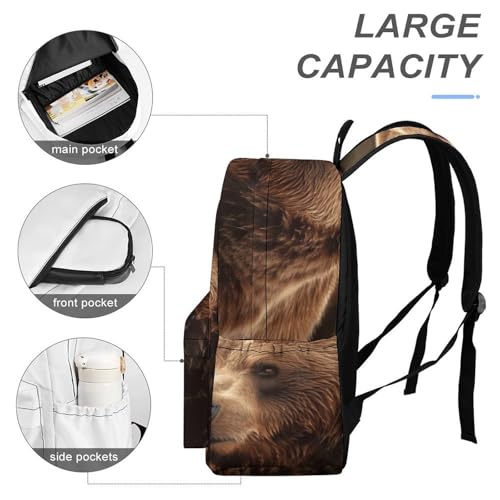 Grizzly Bear Printed Backpack Water-Resistant Pack Stylish Bag Lightweight Travel Backpack4