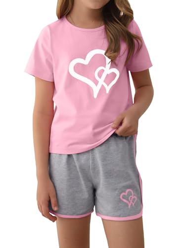 Image of Girl's 2 Piece Outfits Cute Summer T-Shirt and Graphic Shorts Clothing Sets