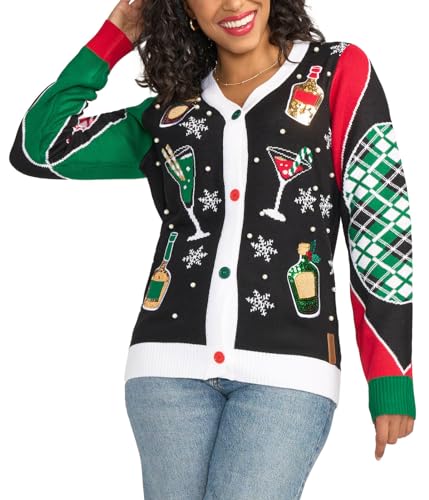 Image of Tipsy Elves Classic Cute Cardigan Ugly Christmas Sweaters for Women with Fun Patterns and Animals