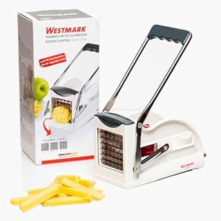 Westmark Potato Chipper and Produce Slicer with Three Stainless Steel Cutting Inserts and indentors, Easy Stix, White/Anthracite, 11802260