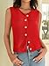 Red Sweater Vest Women Trendy Casual Loose Sleeveless Knit Sweater 2025 Button Down Sweaters for Women XL