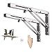 Folding Shelf Brackets 20 Inch , Heavy Duty Stainless Steel Collapsible Wall Mounted Shelf for Table Work Bench, DIY Bracket, Space Saving, Max Load 550 lb , Pack of 2 with Install Screws