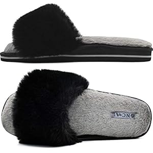 ONCAI Dames Huis Pantoffels Pluche Sliders Slipper voor Dames Aantrekken Bont Traagschuim Huisschoenen Gezellige Open…