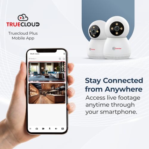 Image of Trueview 3MP WiFi Robot CCTV Camera (Pack of 2) | Indoor Security & Baby Monitoring Camera | 360 Pan Tilt | AI Tracking | Color Night Vision | Two-Way Audio | Alexa | STQC Certified