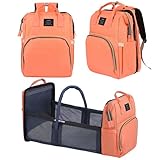 Diaper Bag Backpack, Waterproof Multifunctional Diaper Backpack, with Diaper Changing Station Baby Backpack, for Baby Boy and Baby Girl (Orange)