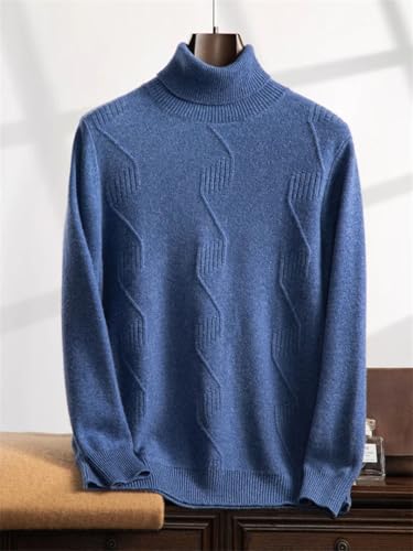 Men's Luxury Thick 100 Percent Goat Cashmere High Collar Sweater Warm Cosy Smart Casual Pullover3