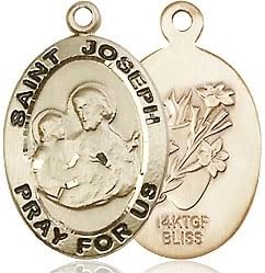 14kt Gold Filled Saint Joseph Pendant on a 20 inch Gold Filled Light Rope Chain