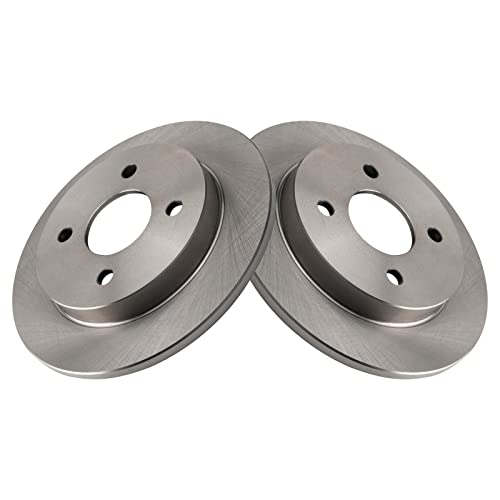 Image of TRQ Rear Brake Pad and Rotor Set Semi Metallic Solid Rotors
