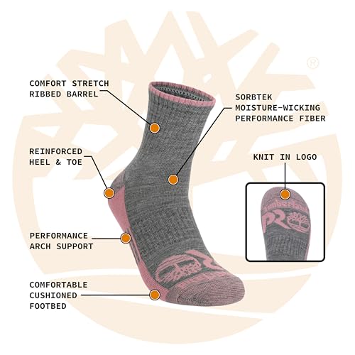 Timberland PRO Work Quarter, Sorbtek Moisture Control Performance Womens Socks, Arch Support, Cushioned Footbed2