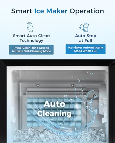 Image of Feelfunn Commercial Ice Maker Machine with Water Pump - 85Lbs /Day, Built-in Undercounter Ice Maker with Auto-Cleaning & Timer, Freestanding Stainless Steel Ice Machine for Home Office Restaurant Bar
