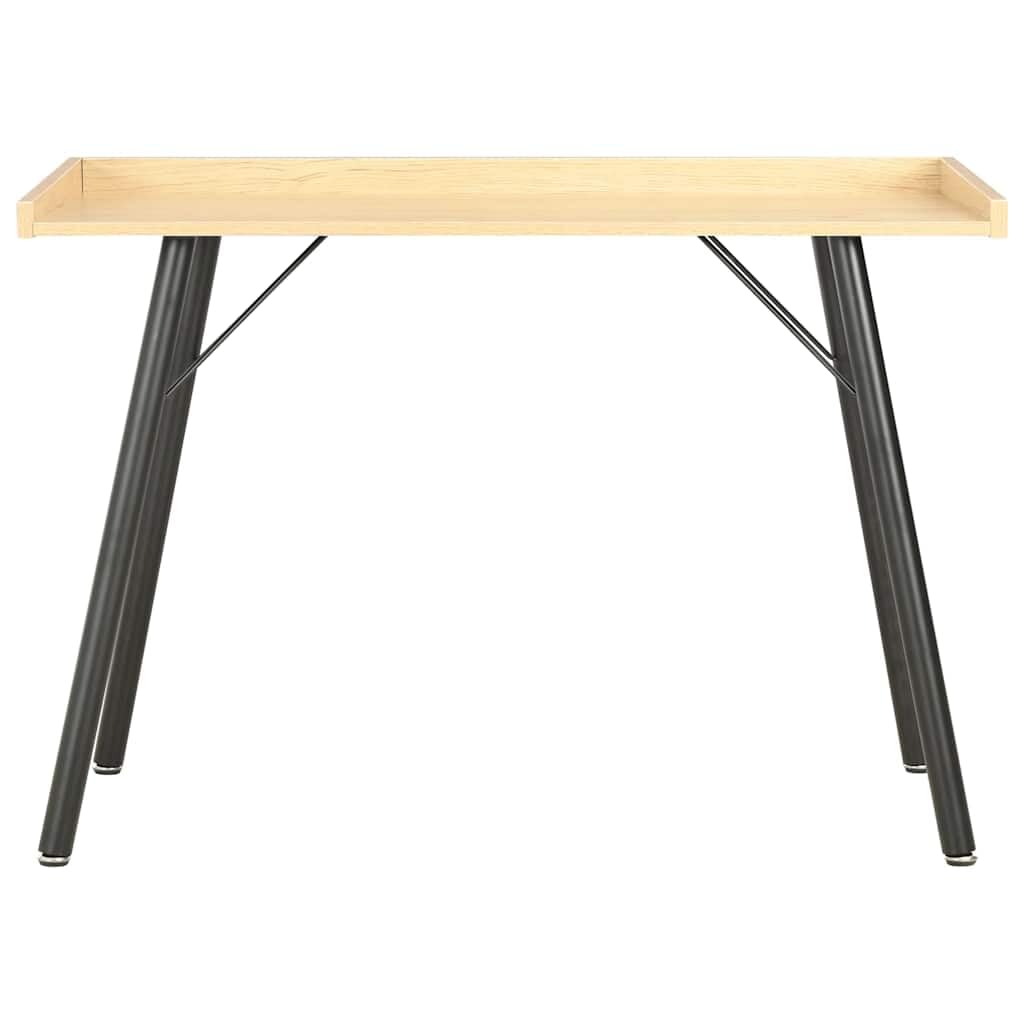 Scrivania effetto rovere, 90 x 50 x 79 cm, compatta per computer con gambe in metallo, moderna scrivania da lavoro per casa, ufficio, studio, colore: nero