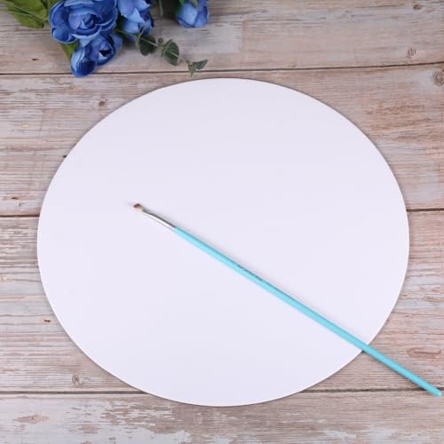 Tableros redondos de lienzo blanco de 30 cm con acabado texturizado para óleo pack de 6 6