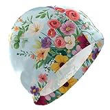 susiyo Bright Colorful Flowers Mens Swim Caps Polyester Swimming Hat for Adult and Youth