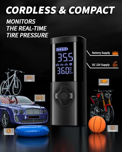 Image of TEMOLA Portable Car Jump Starter with Air Compressor, 150PSI Car Battery Jump Starter, 12V Battery Jumper Starter Portable, Tire Inflator with LCD Display & LED Light for Gas and Diesel Vehicles