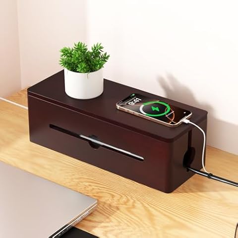 Cinati Large Cable Management Box, 15.8" Wooden Cable Organizer for Floor Wires Storage, Wall Mount Cord Hider Box for Electrical Cord Management, Power Strip Wire Organization for Desktop Home Office Cover