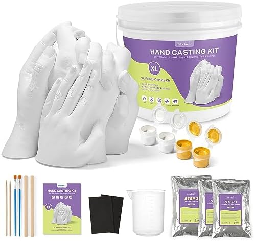 Hand Casting Kit for Family, UnityStar Hand Mold Kit for Family Kids Mother's Day Gift Hand Sculpture Supplies for Couple DIY Hand Statue Kit Adult 1.1Ib alginate molding Powder & 4.4Ib Casting Powder