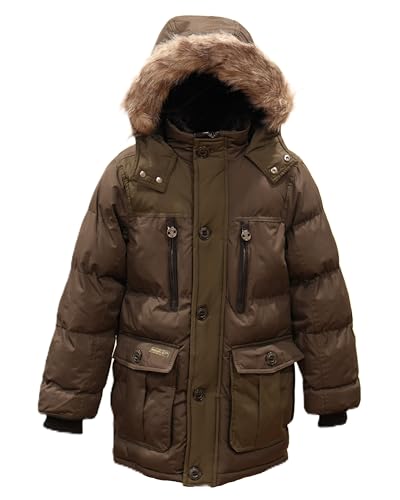 Image of Base Camp Parka Puffer for Boys Heavy Puffer Winter Jacket with Hood and Removable Faux Fur