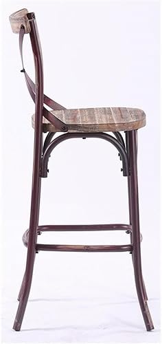 Miniatura 6 de Acme Zaire Taburete de bar sin brazos con asiento de madera en rojo antiguo y roble antiguo