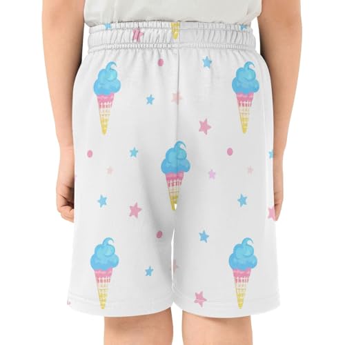 J JOYSAY Icecream Star Shape White Boys Athletic Shorts Kids Youth Casual Shotrs with Pockets Elastic Waistband3