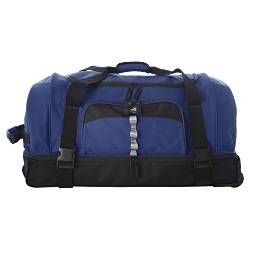 Olympia 30 Inch Drop Bottom Rolling Duffel Bag, Navy