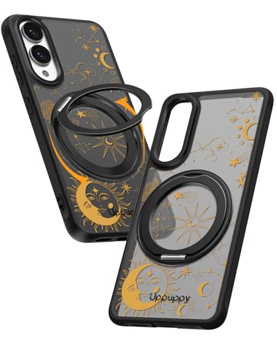 Coque Samsung S25 Edge Uppuppy semi-transparente avec anneau rotatif 360