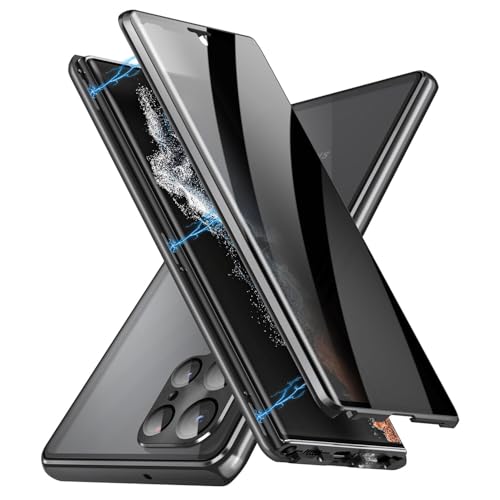 Coque compatible avec Samsung Galaxy S23 FE intégrale magnétique verre noir anti espion