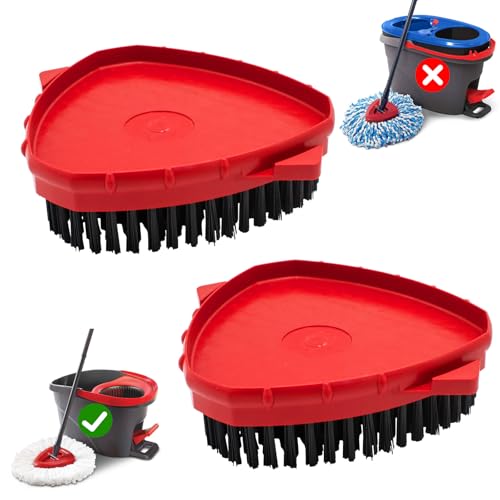 FyndAna 2 Pack Upgrade Scrub Brush Head Replacement Compatible with O Cedar EasyWring Spin Mop 1-Tank System,Replace Mop Heads, Floor Cleaning Brushes, Kitchen and Pool Hard Bristles