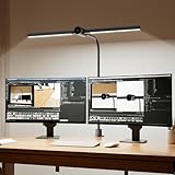 Honeywell Led Desk Lamp with Clamp - HJ4 Sunturalux™, Flexible Dual‑Head Clip‑On Gooseneck Desk Lamps for Home Office, 4 Color Temperature Modes, Stepless Dimming Eye Caring Computer Light, Black