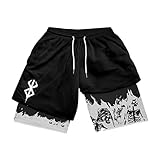 CROWN Anime Shorts - Breathable Stretch Compression Gym Short with Pockets (L-43)