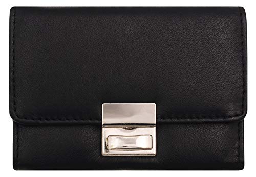 Preisvergleich Produktbild Benthill Kompakte Geldbörse / Leder Kleingeldbörse - Scheinbörse / Kleingeldschütte - Minibörse - Portmonee / Kleine Münzbörse mit Scheinfach / Portemonnaie (Schwarz)